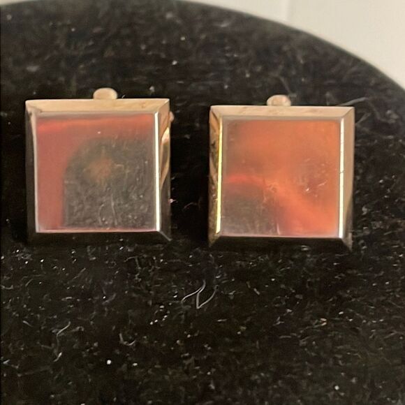 Vintage 1950s MCM Hickok USA engravable square gold tone bullet back cuff links - Picture 1 of 16